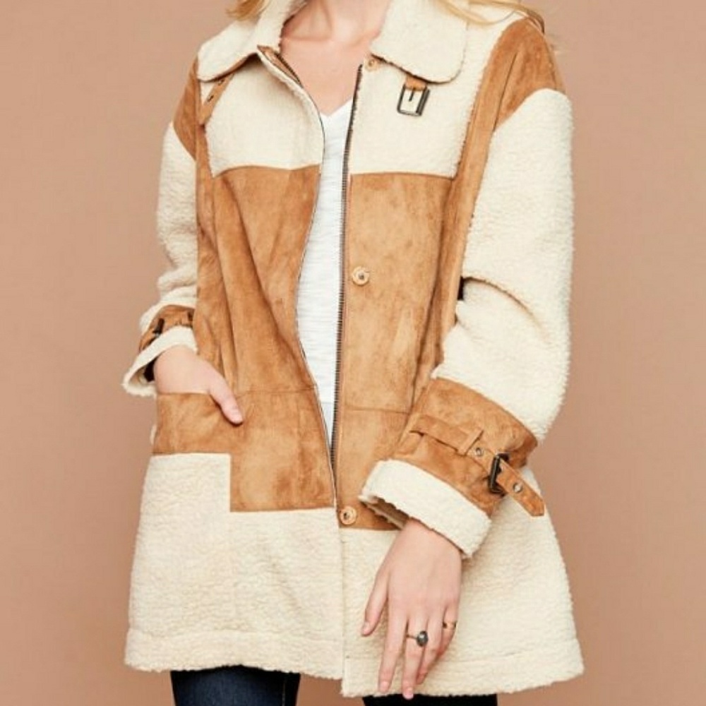 HAYDEN CAMEL SHERPA JACKET - Picture 2 of 5